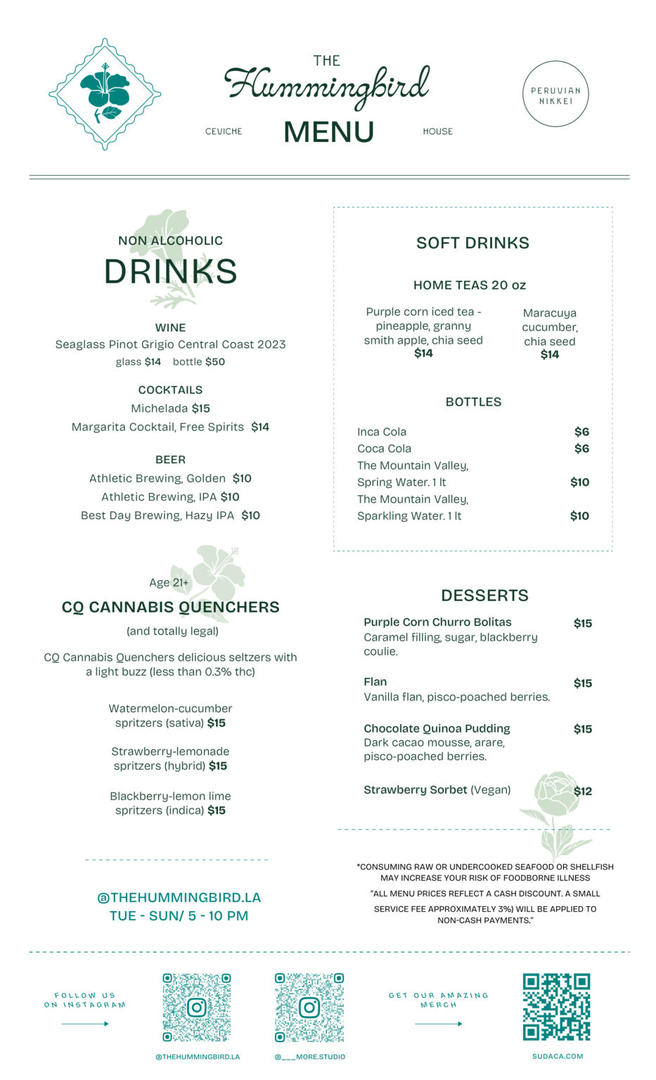 Hummingbird Menu Menu – thehummingbirdla.com
